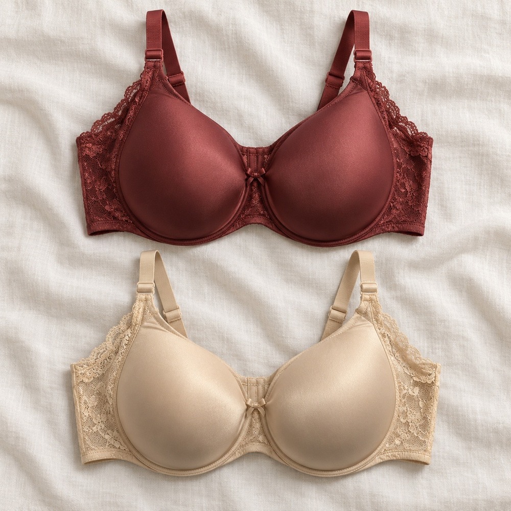 Avenue Body Bra Bundle Women 42DDD Burgundy Nude Lace Full Bust Romantic